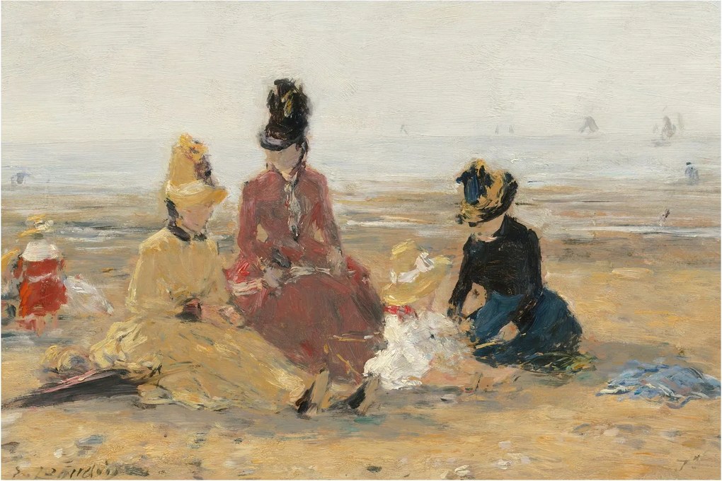 Tablou - Eugène Boudin, On the Beach, Trouville, reproducere (90x60 cm)