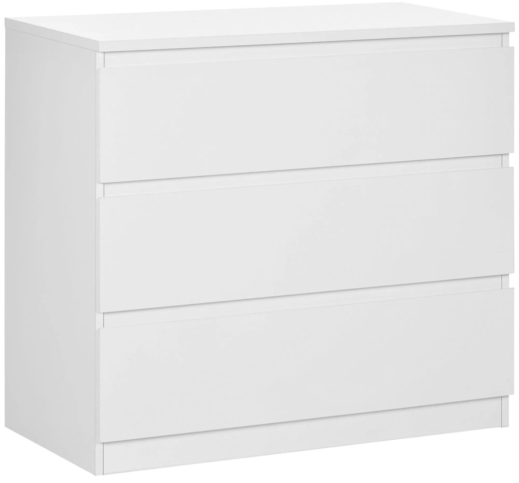 HOMCOM Comodă 3 sertare, Dulap de depozitare elegant pentru dormitor, interior, 80l x 39P x 73H cm | Aosom Romania
