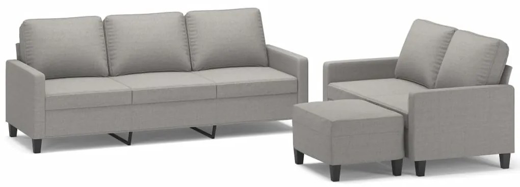 3153729 vidaXL Set de canapele cu perne, 3 piese, gri deschis, textil