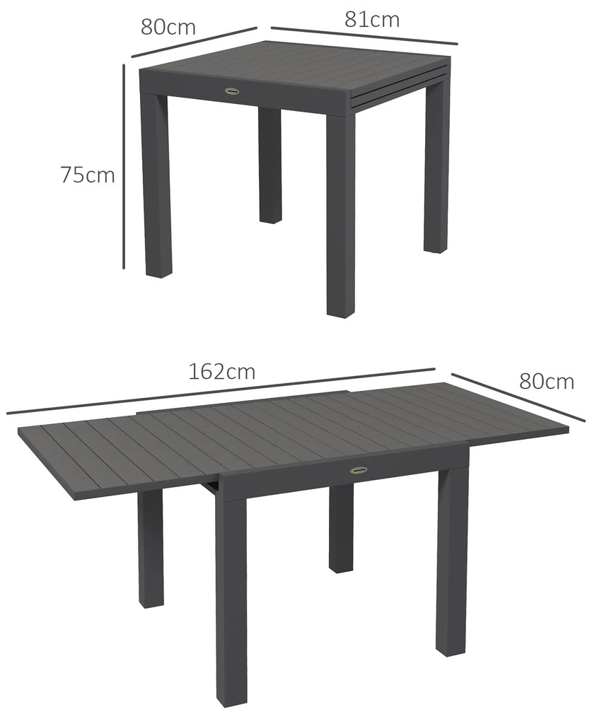 Masă extensibilă pentru terasă Outsunny, cu 4-6 locuri, 81-162 cm | Aosom Romania