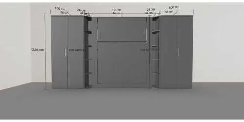Set pat rabatabil dublu (150X200), 2 dulapuri Acordeon (100 cm) si 2 minibiblioteci cross - NOVA BIG WARDROBE SET