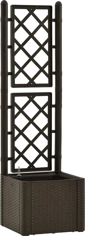 vidaXL Strat înălțat grădină cu spalier și sistem automat udare, maro