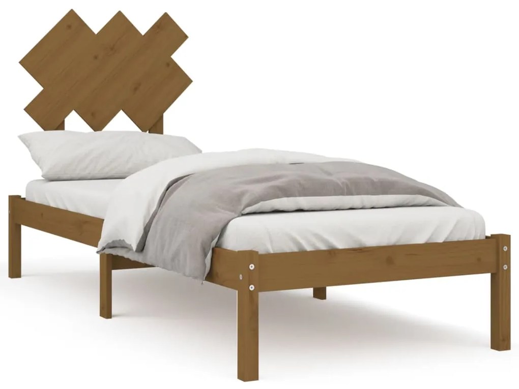 3104831 vidaXL Cadru de pat mic single 2FT6 maro miere, 75x190 cm, lemn masiv