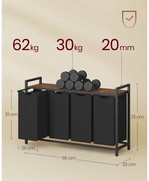 Coș pentru rufe REX, maro/negru