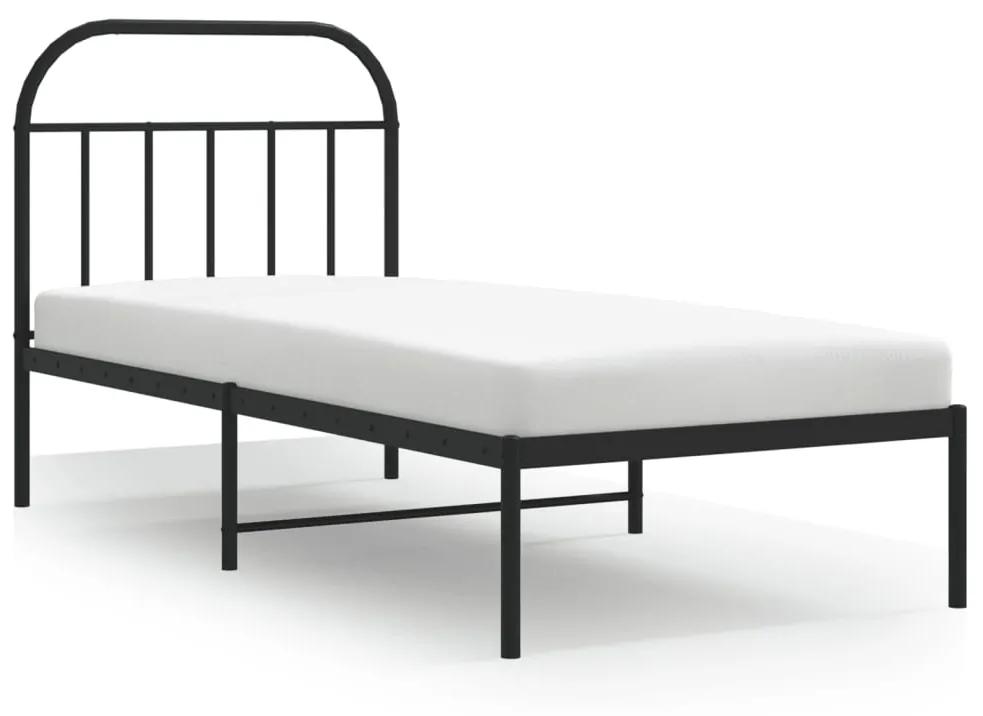 353626 vidaXL Cadru de pat metalic cu tăblie, negru, 80x200 cm