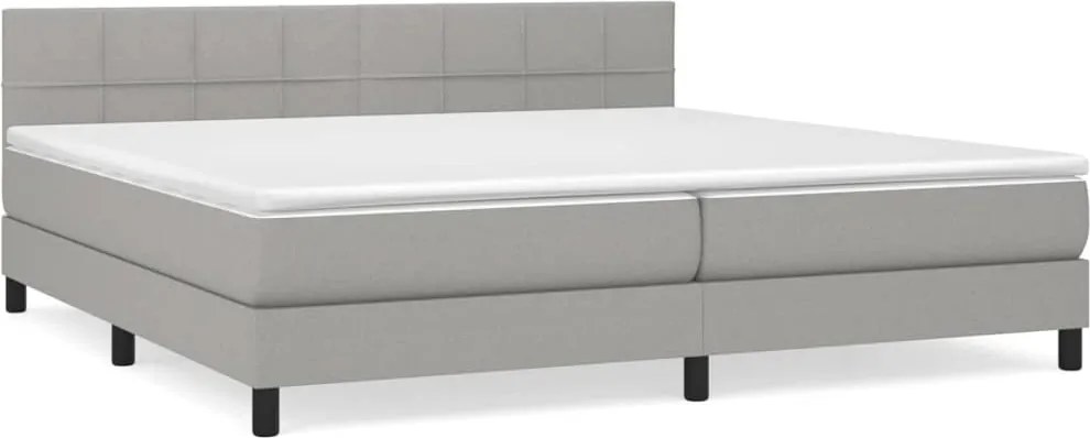 vidaXL Pat box spring cu saltea, gri deschis, 200x200 cm, textil