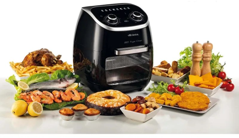 Friiteuza cuptor cu aer cald Ariete AIRY FRYER OVEN 4619/00, 2000W, 11 L, 8 programe, 80-200C, Rotisor, Timer, Negru