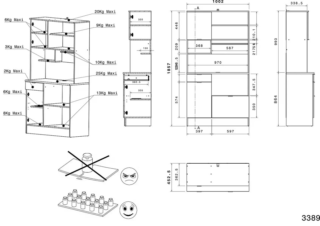 Bufet 100 cm lungime, culoare alb-sonoma