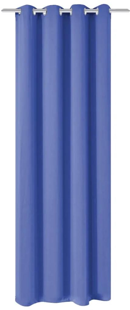 Draperie opaca, ocheti metalici, 270 x 245 cm, albastru 1, Albastru, 270 x 245 cm