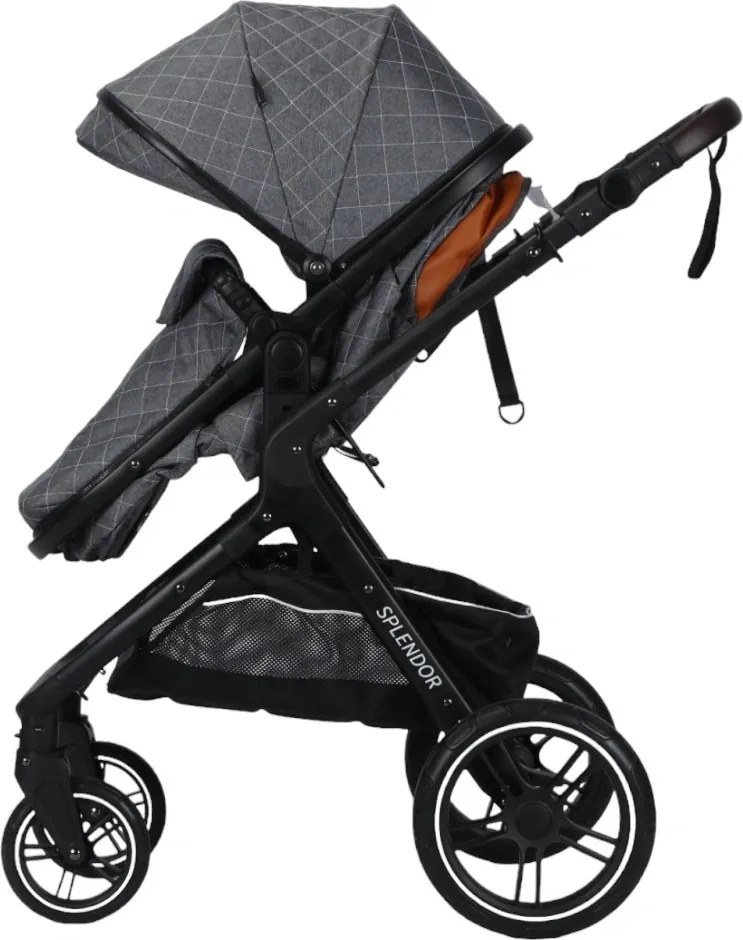 Carucior nou nascuti 2 in 1 NOVOKIDS™ X1000 series, Cu geanta bebe, Cadru Aluminiu, Amortizoare, Roti din cauciuc plin AVE, Landou, Spatar reglabil 3