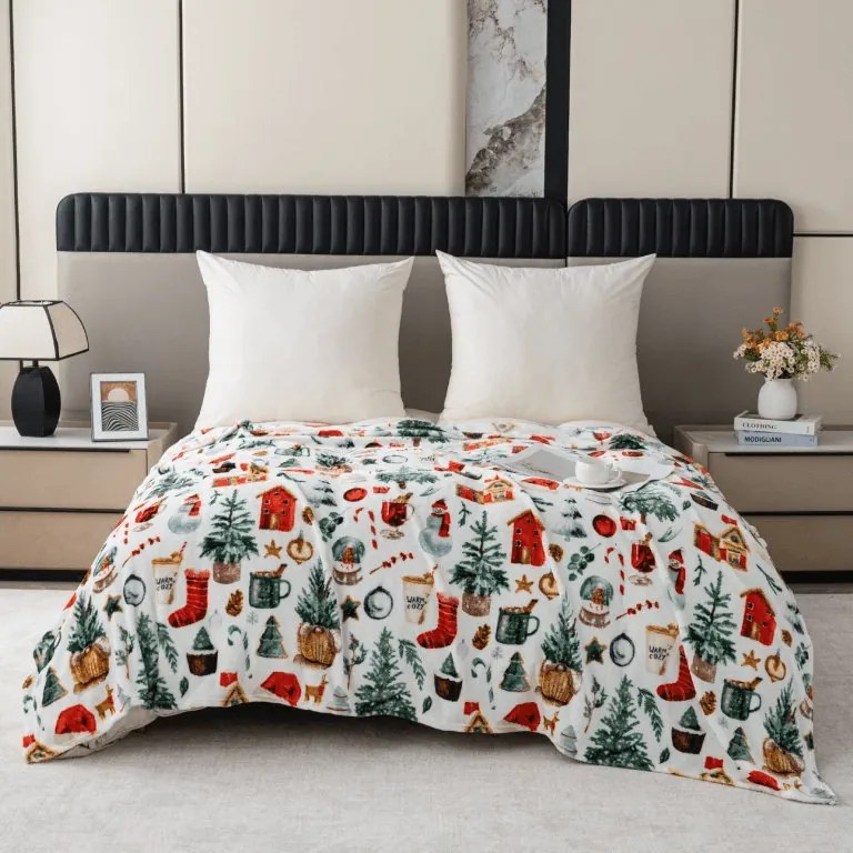 Patura microplus FESTIVE MAGIC, alba Dimensiune: 150 x 200 cm