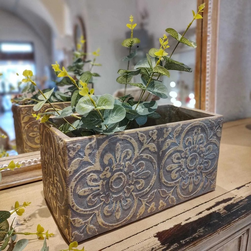Ghiveci dreptunghiular din ciment, Floralia, gri, 30x15 cm