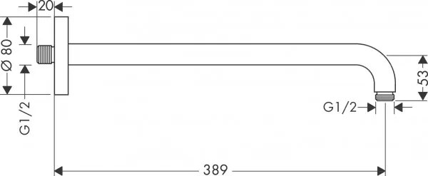 Brat de dus, Hansgrohe Croma, 39cm, montare pe perete, crom, 27413000
