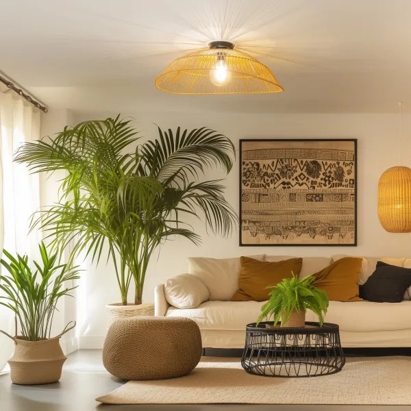 Brilagi - Lustră aplicată LED CERIA BOHO 1xE27/40W/230V Ø 70 cm maro