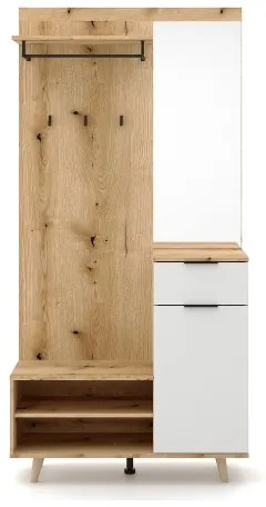 Panou pentru hol cu oglindă SVEN maro/alb