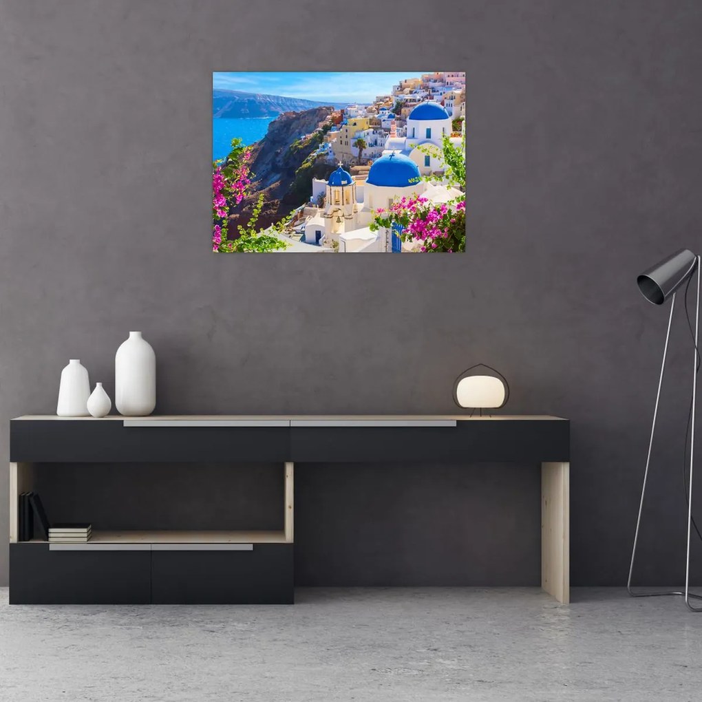 Tablou pe sticlă - Santorini, Grecia (70x50 cm)