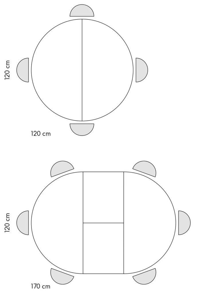 Masa rotunda extensibila Lila, blat Alb Marmorat Ø 120 cm