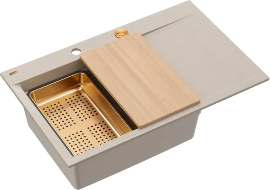 Statie de lucru incastrata Quadron Josh 111 finisaj bej perlat - cupru 78x50 cm