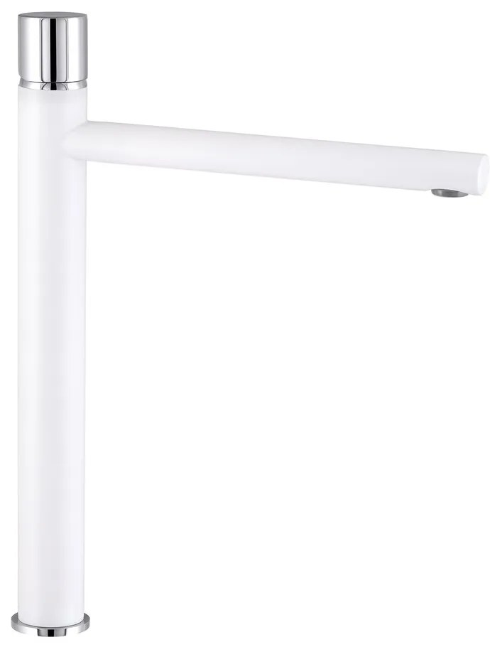 Baterie lavoar inalta Rubineta Etna monocomanda finisaj alb mat-crom lucios