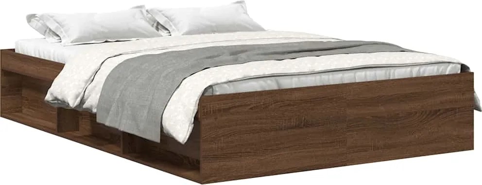 vidaXL Cadru de pat mic dublu, stejar maro, 120x190 cm