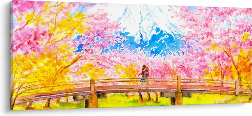 Tablou - Cuplu pictat, acuarelă (120x50 cm)