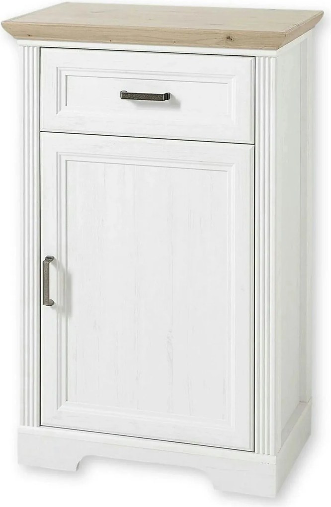 Comoda JASMIN, alb/stejar artisan, PAL, cu o usa si un sertar, 65x41x1