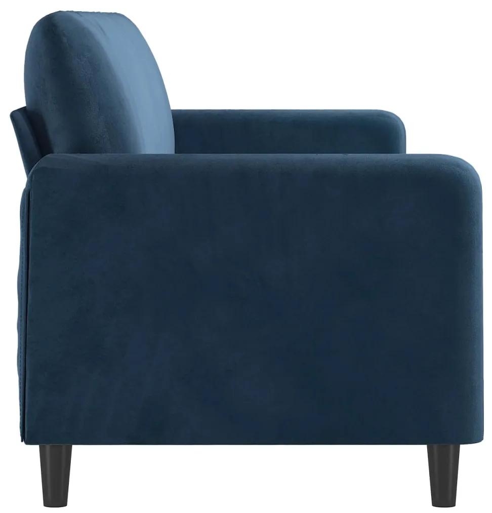 Canapea cu 3 locuri, Albastru, 210 cm, material catifea Albastru, 228 x 77 x 80 cm