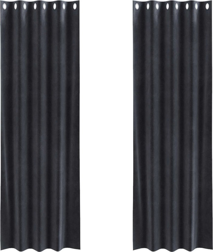 vidaXL Perdele opace 2 pcs Gri închis 140 x 245 cm Catifea