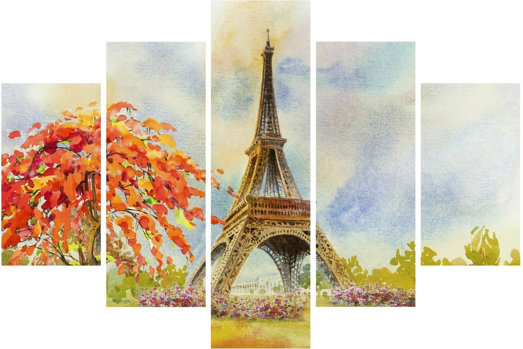 Tablou pictat cu turnul Eiffel (150x105 cm)