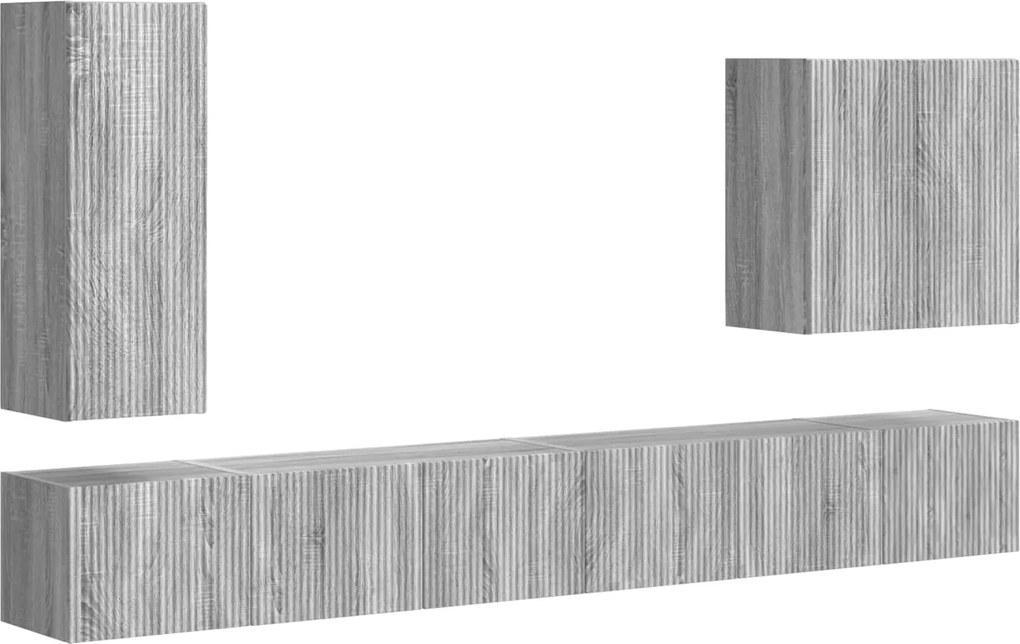 vidaXL Set Dulap pentru Televizor Montat pe Perete 6 pcs Gri Sonoma