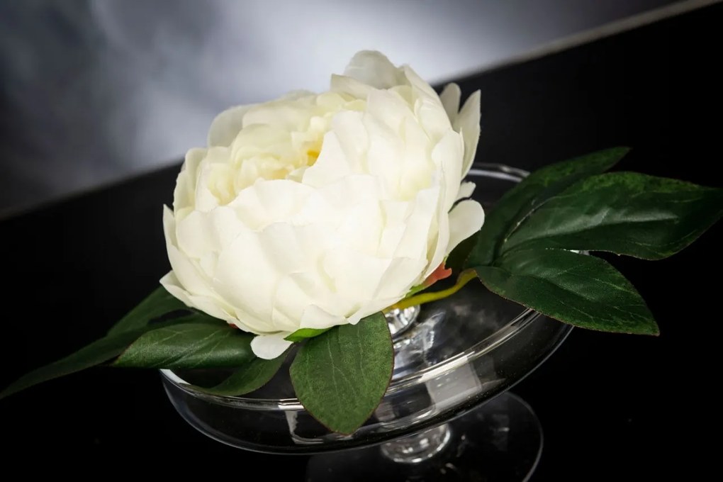 Aranjament floral mic decor festiv design LUX ALZATA PEONY WHITE