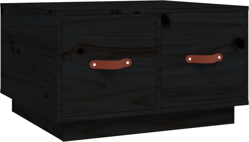 vidaXL Măsuță de cafea, negru, 60x53x35 cm, lemn masiv de pin