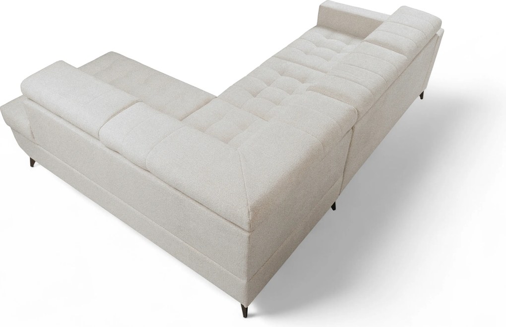 Colțar cu funcție de dormit Nardo L, extensibil, dreapta - chenille bej deschis Vibe 06