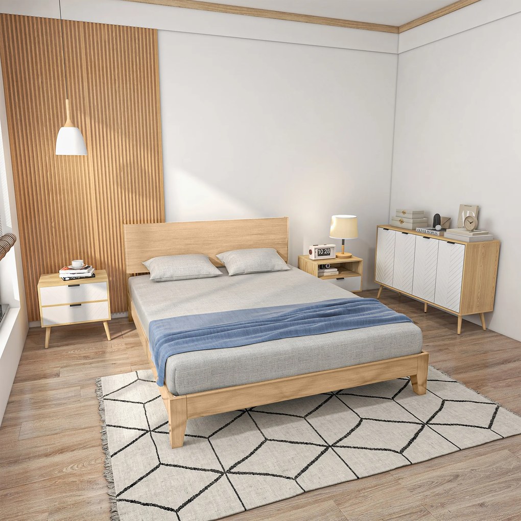 HOMCOM Bufet de depozitare scăzut mobilier cu 2 dulapuri 4 uși model de șevalet rafturi reglabile 120 x 35 x 77,4 cm alb | Aosom Romania