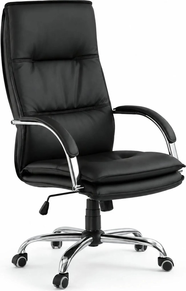 Scaun de birou STANLEY, negru, piele ecologica, 59x71x108/115 cm