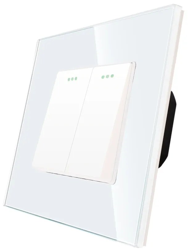 Intrerupator Dublu Mecanic cu Reset / Revenire LUXION cu Rama din Sticla