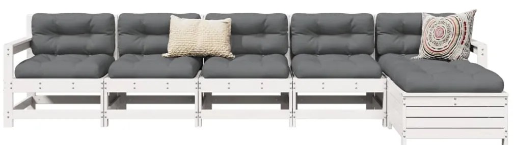 vidaXL Set canapea de grădină, 6 piese, alb, lemn masiv pin