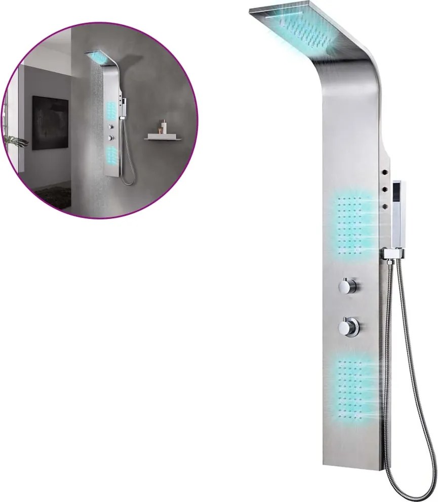 vidaXL Sistem panou de duș curbat, oțel inoxidabil