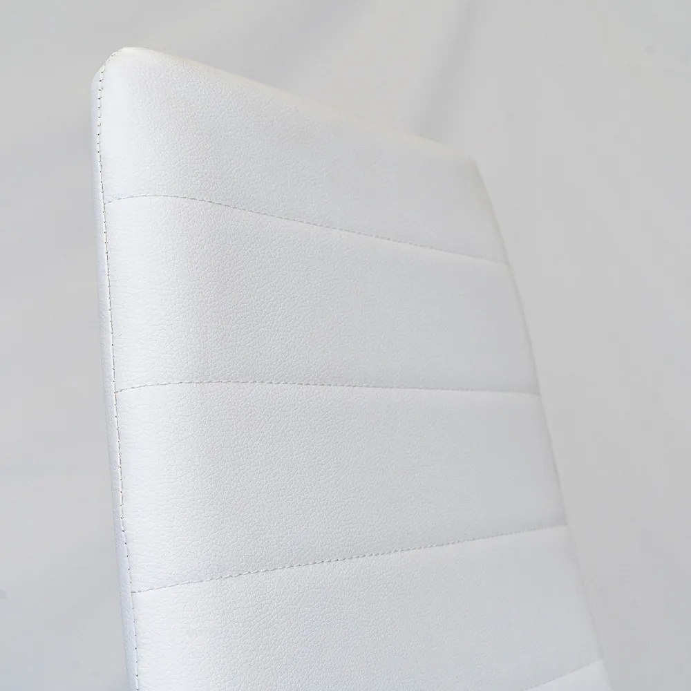 Scaun de masă Tino NOVA, piele textilă albă + metal - alb