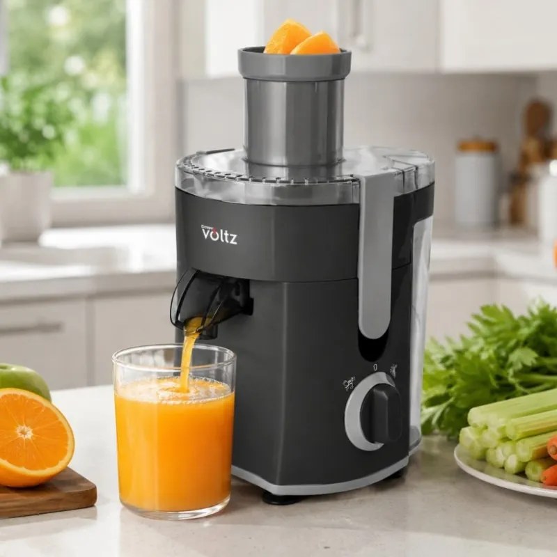 Storcаtor de fructe Oliver Voltz OV51160C, 400 W, 600 ml, 2 trepte, Recipient pentru resturi, Silentios, Negru