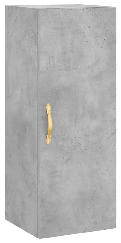 828840 vidaXL Dulap montat pe perete, gri beton, 34,5x34x90 cm