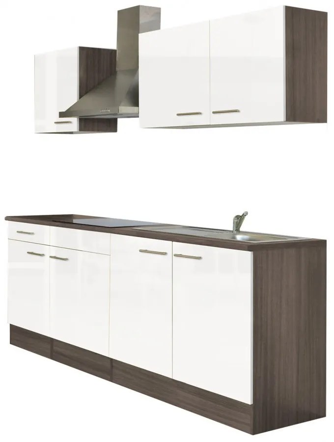 Mobilă de bucătărie Yorki 210, corp din stejar Yorki, cu față alb satinat