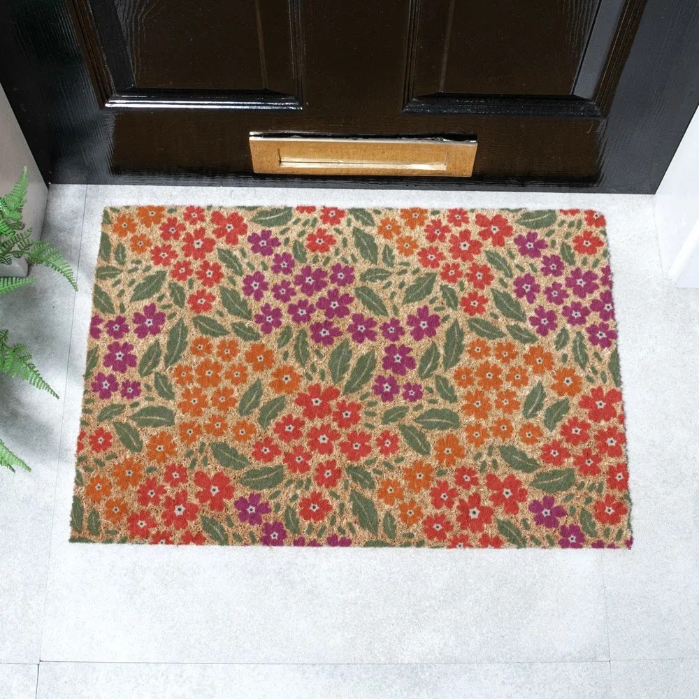 Covoraș de intrare din fibre de nucă de cocos 40x60 cm Floral – Artsy Doormats