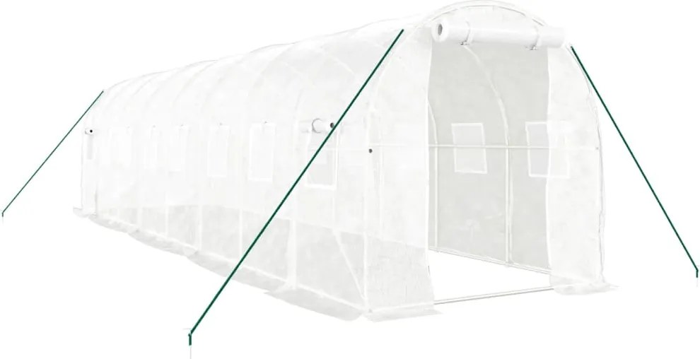 vidaXL Seră cu cadru din oțel, alb, 16 m², 8x2x2 m