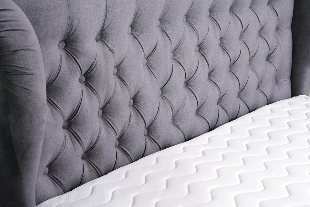 Pat matrimonial Boxspring 180 cm Ortun (violet) (cu saltea). 1033266
