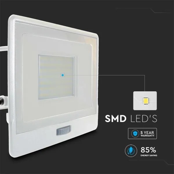 Proiector LED cu senzor LED/50W/230V 4000K IP65 alb