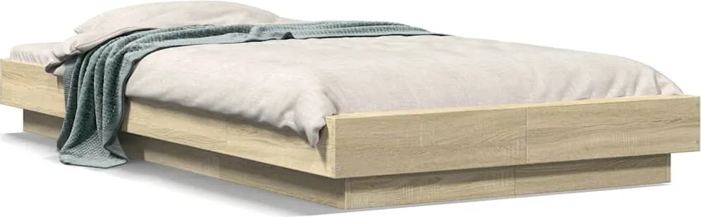 vidaXL Cadru de pat, stejar sonoma, 100x200 cm, lemn prelucrat