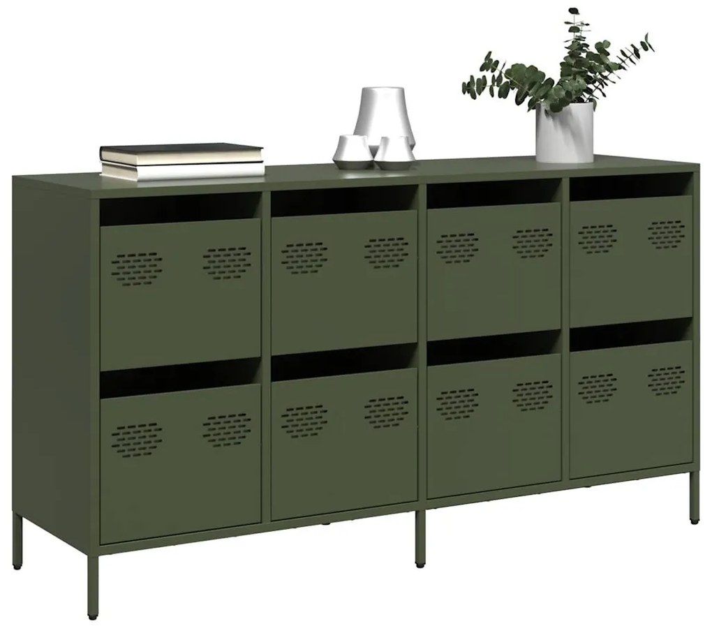 vidaXL Dulap, verde măsliniu, 135x39x73,5 cm, oțel laminat la rece