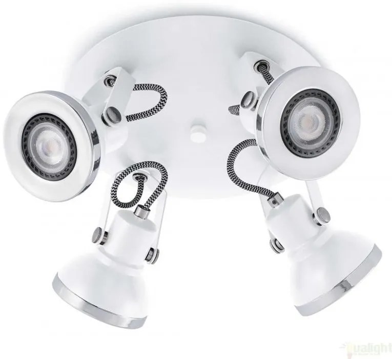 Plafoniera cu 4 spoturi cu iluminat, alb, RING 40559