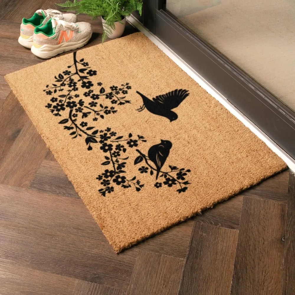 Covoraș de intrare din fibre de nucă de cocos 40x60 cm Birds On a Tree – Artsy Doormats